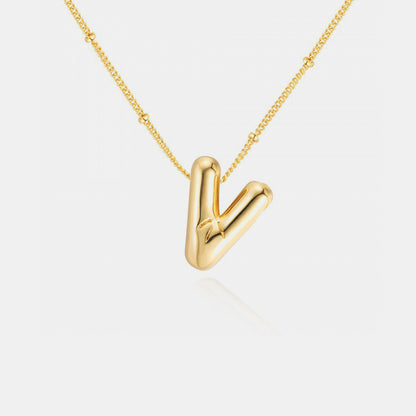 Gold-Plated Bubble Initial Necklace ( T to Z )