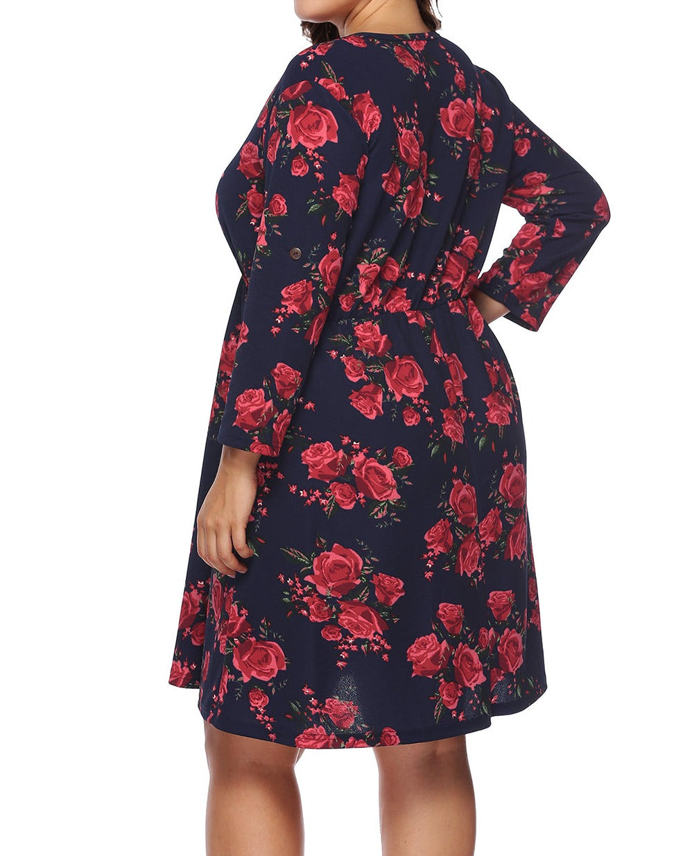 Beautifully Sized Floral Print Half Zip Up Dress