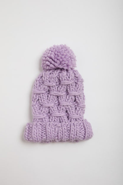 Oversized Chunky Knit Beanie - Lavender