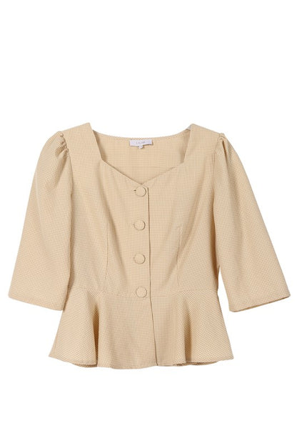 3/4 Sleeve Peplum Blouse