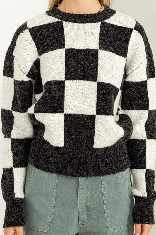 Checkered Long Sleeve Sweater