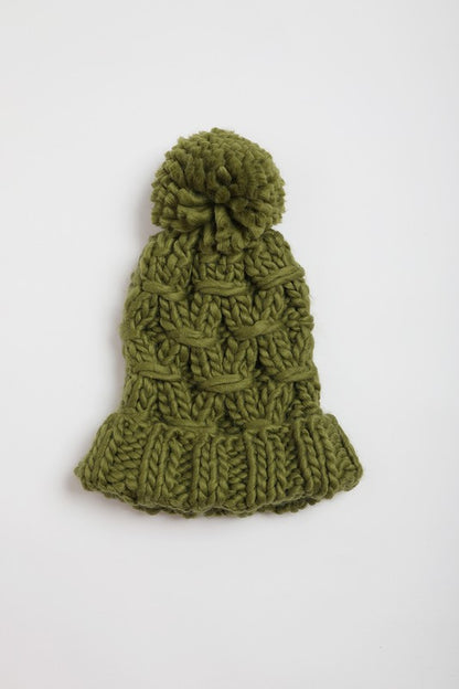 Oversized Chunky Knit Beanie - Olive