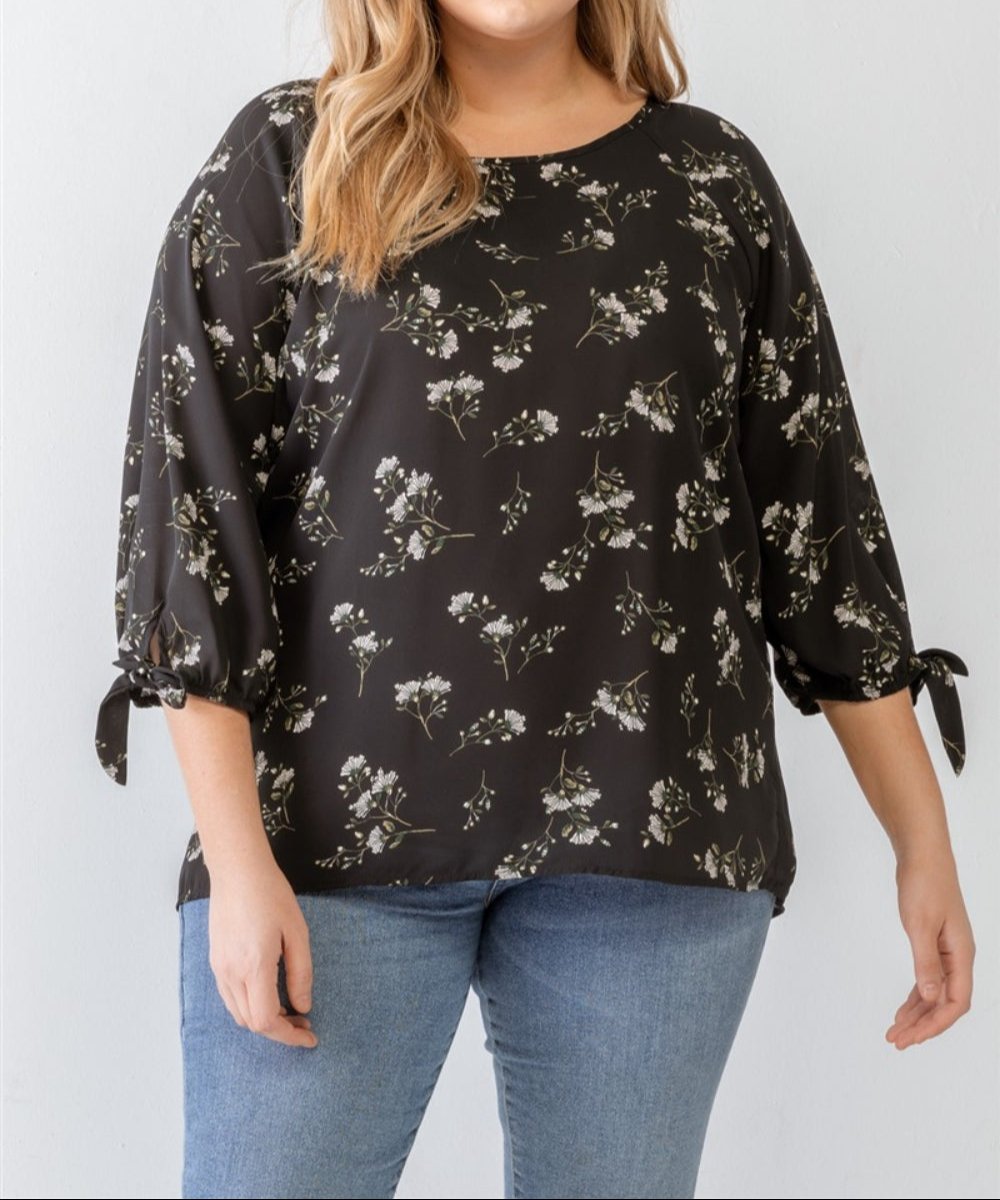 Beautifully Sized Floral Round Neck Blouse