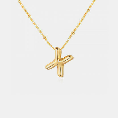 Gold-Plated Bubble Initial Necklace ( T to Z )