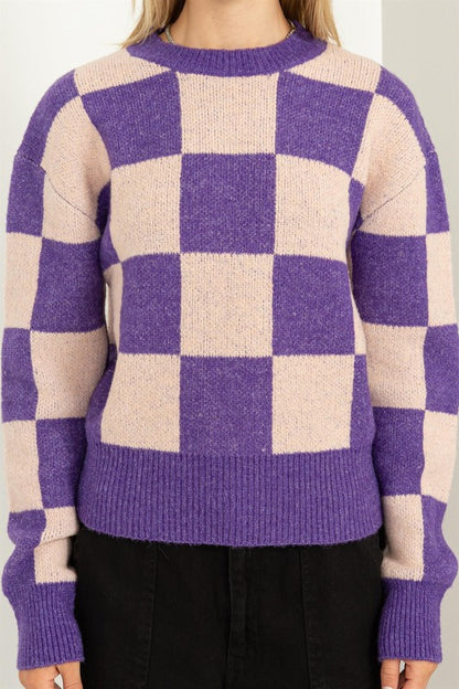 Checkered Long Sleeve Sweater