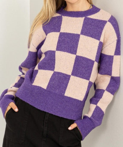 Checkered Long Sleeve Sweater