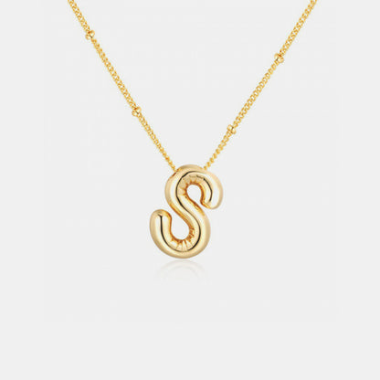 Gold-Plated Bubble Initial Necklace ( K to S )