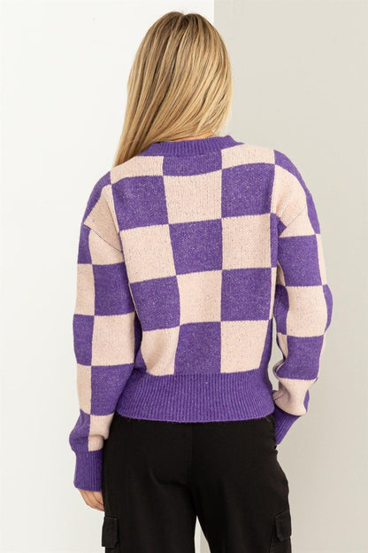 Checkered Long Sleeve Sweater