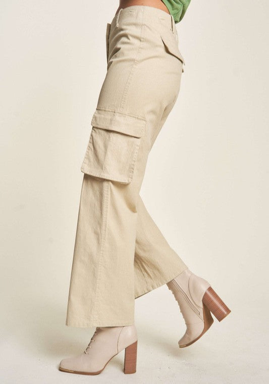 Flap Pocket Mid Rise Cargo Pants