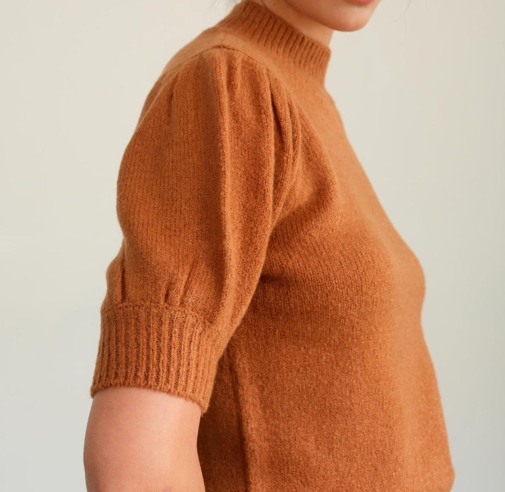 Mock Neck Puff Sleeve Sweater