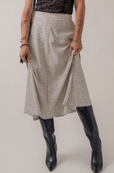 Speckled High Waist Midi Skirt