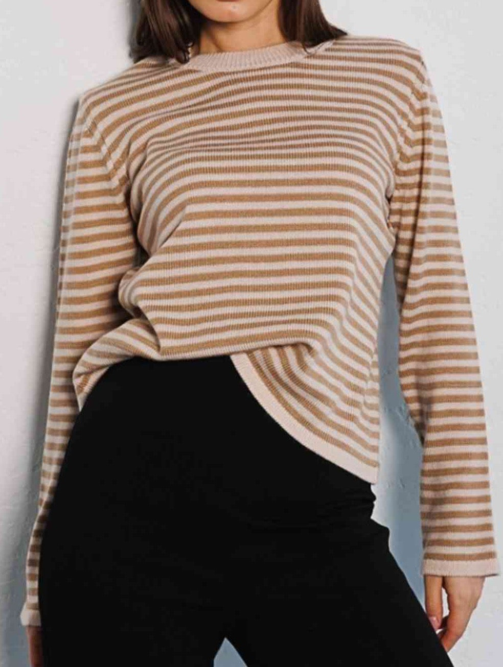 Striped Round Neck Long Sleeve Sweater