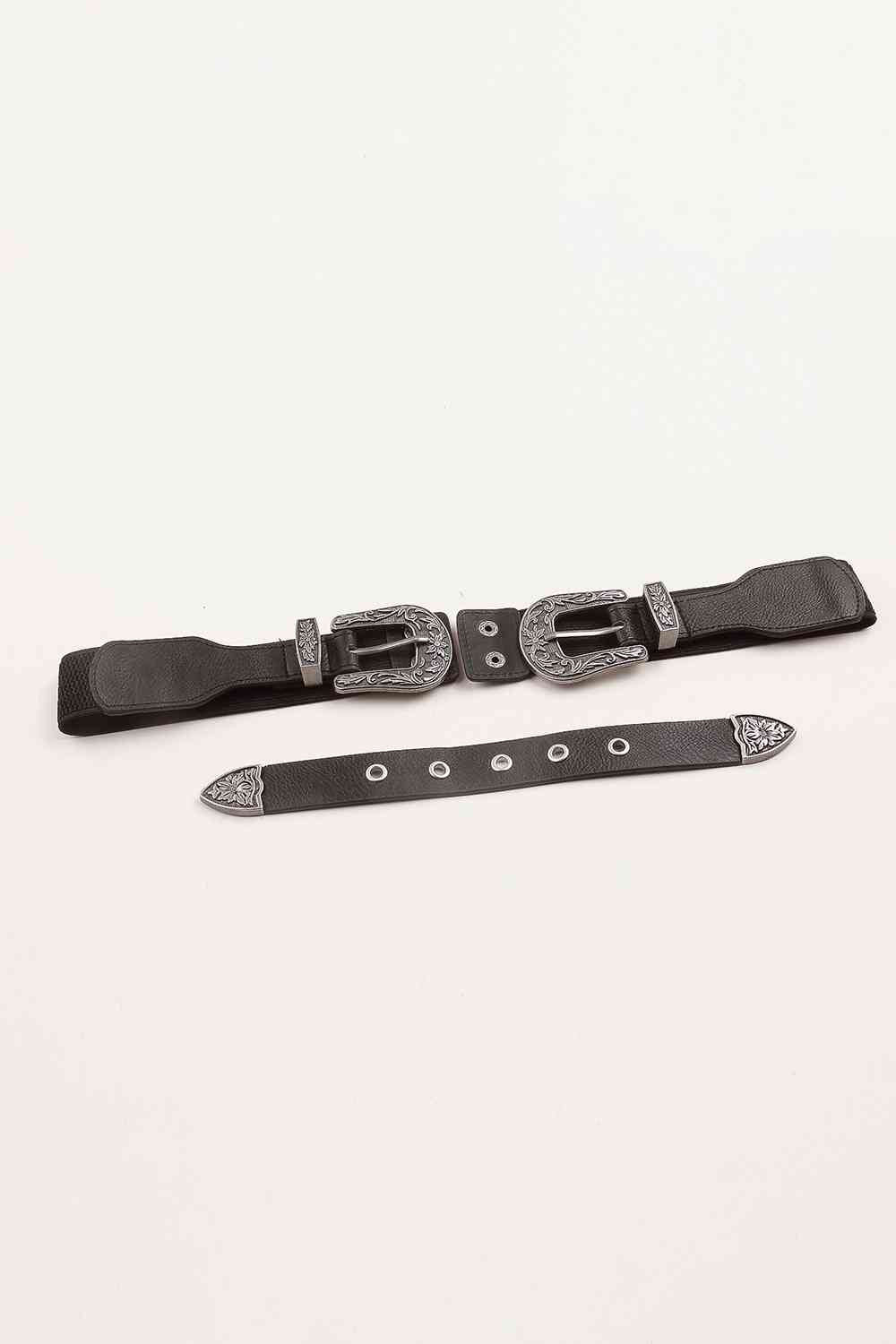 Symmetrical Buckle Faux Leather Belt