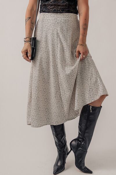 Speckled High Waist Midi Skirt