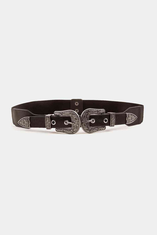 Symmetrical Buckle Faux Leather Belt