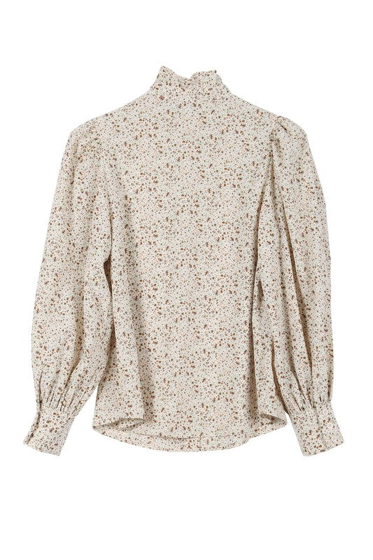 Ruffled Collar Floral Blouse